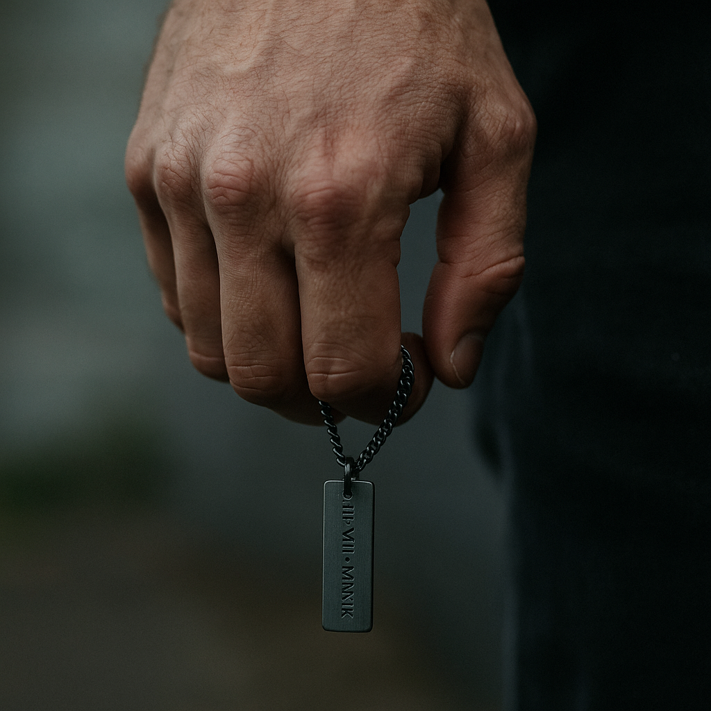 Gunmetal "Dogtag" Necklace - Coordinates Engraving