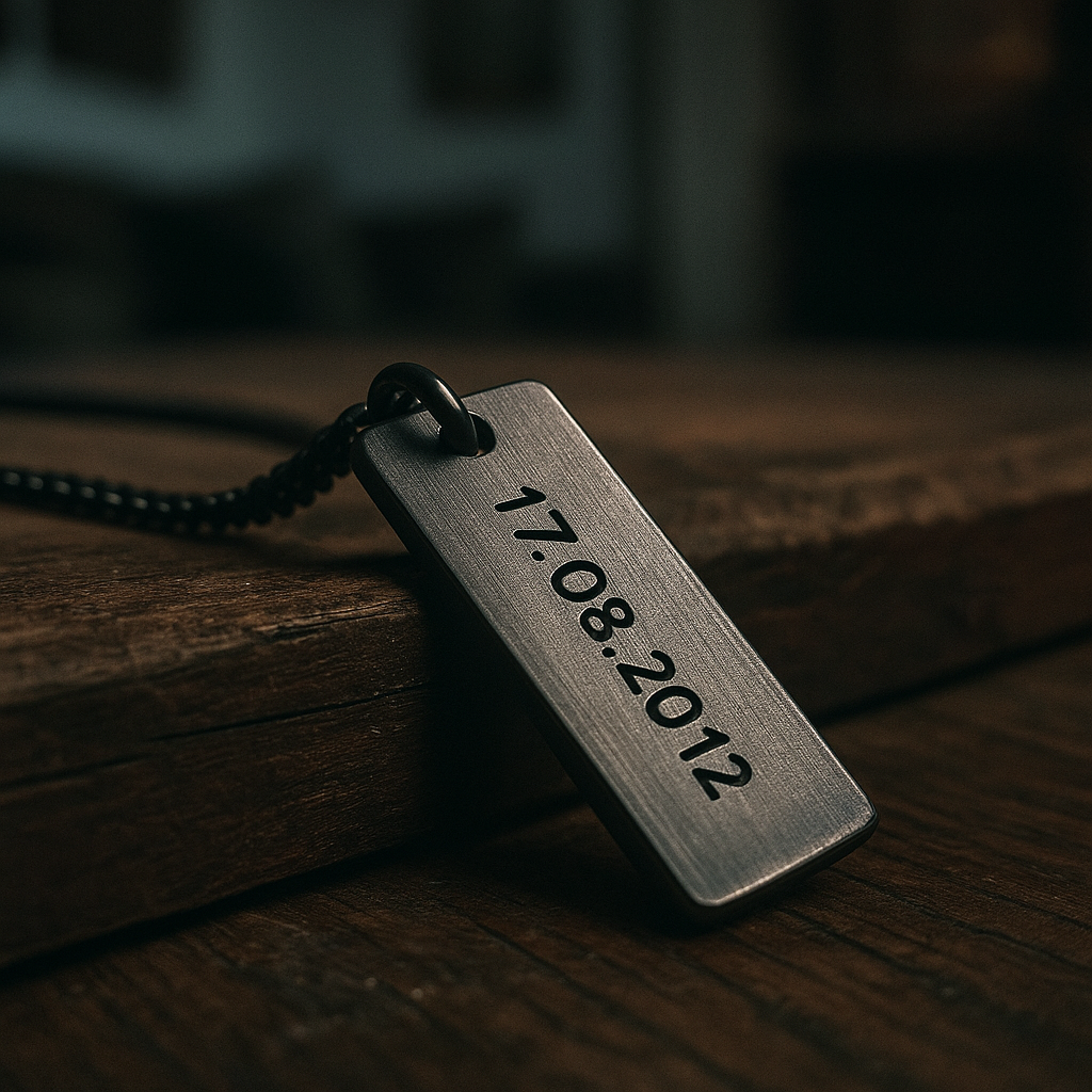 Gunmetal "Dogtag" Necklace - Coordinates Engraving