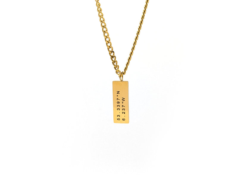 Kette mit "dog tag" - Koordinaten Gravur