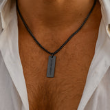 Gunmetal "Dogtag" Necklace - Coordinates Engraving